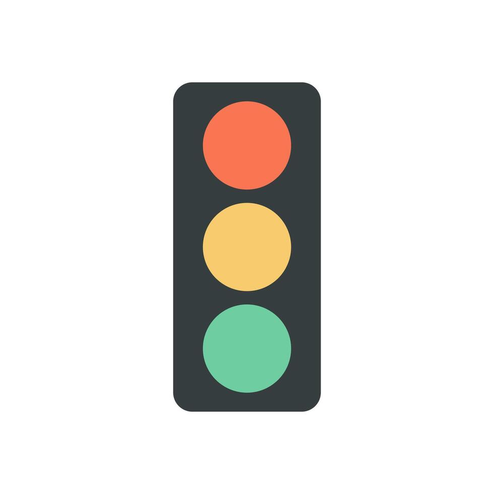 Modern Traffic Light Graphic Showing Three Signals in Flat Style with Clean Lines and Bold Color Contrast vector