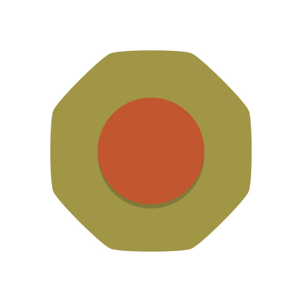 Minimalist Red Control Button on Geometric Octagon Background in Green Hue for UI, Technology, and Industry vector