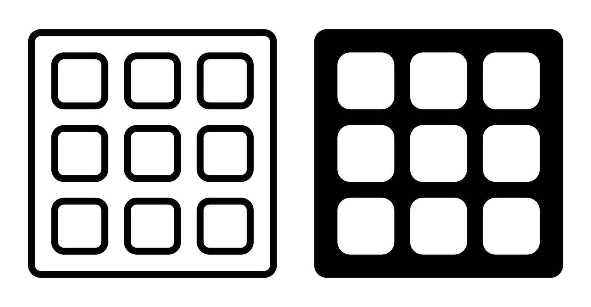 Black and White Square Grid Icon Design for Digital Applications vector