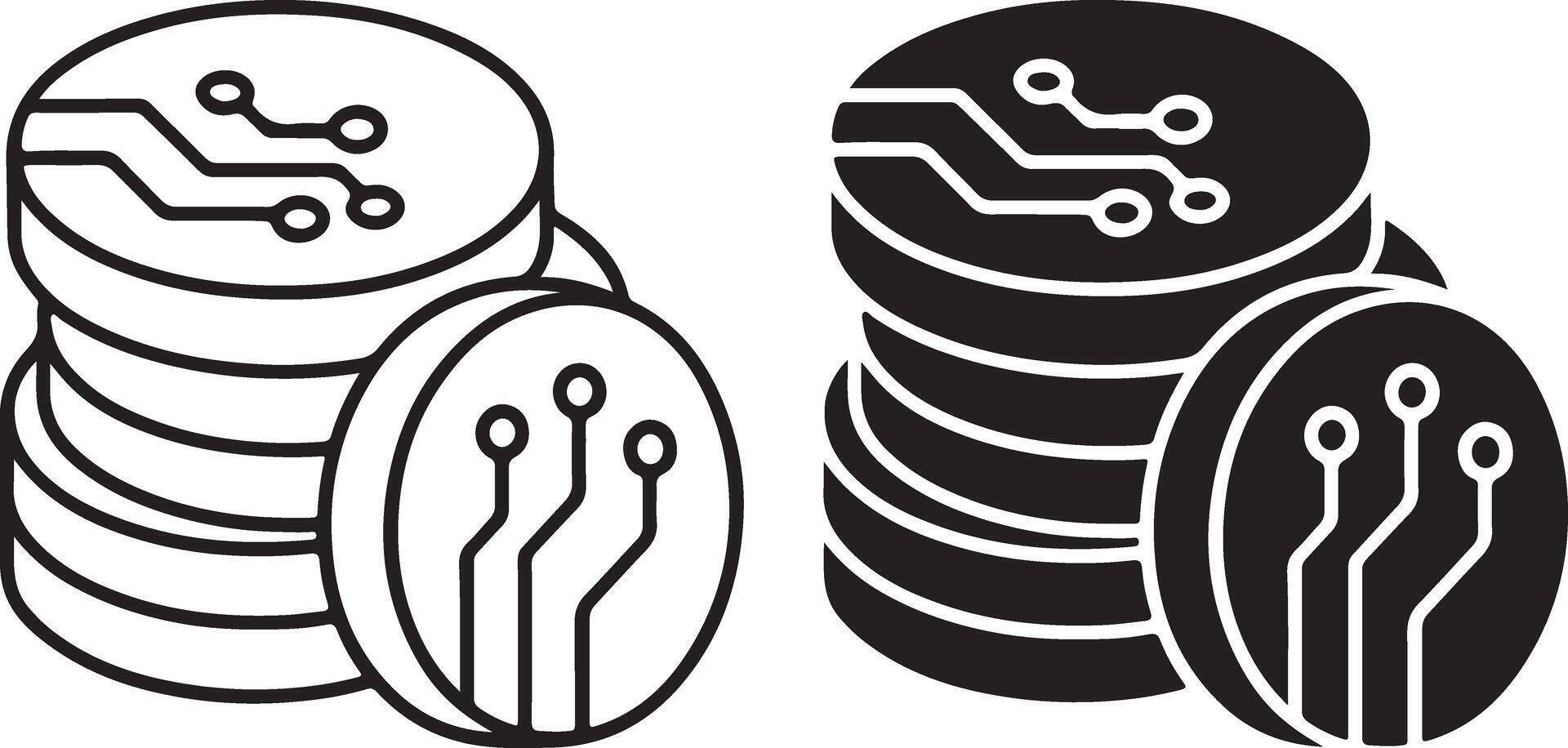 Cryptocurrency Coin Doodle Icons Set for Digital Finance, Blockchain and Virtual Investment Design vector