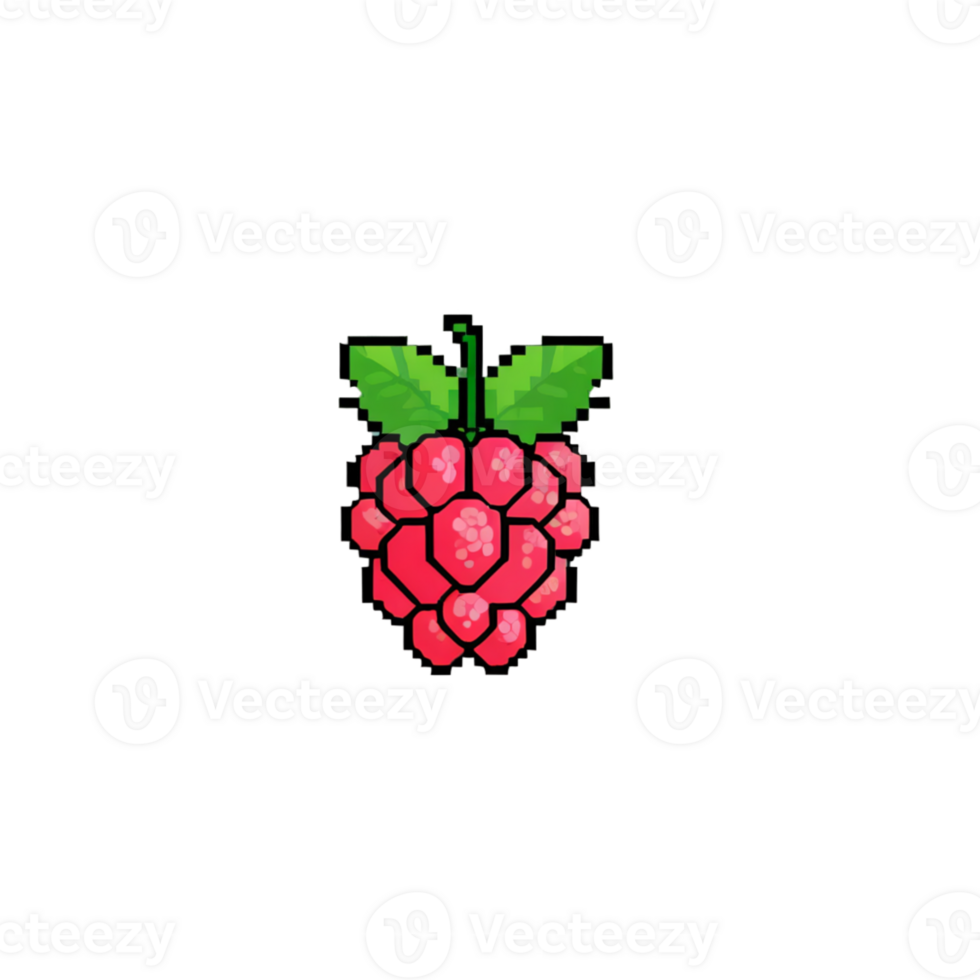 minimalista pixel raffigurazione di un' rosso lampone, sottolineando modulo, contrasto, e croccante 8 bit digitale estetica. png