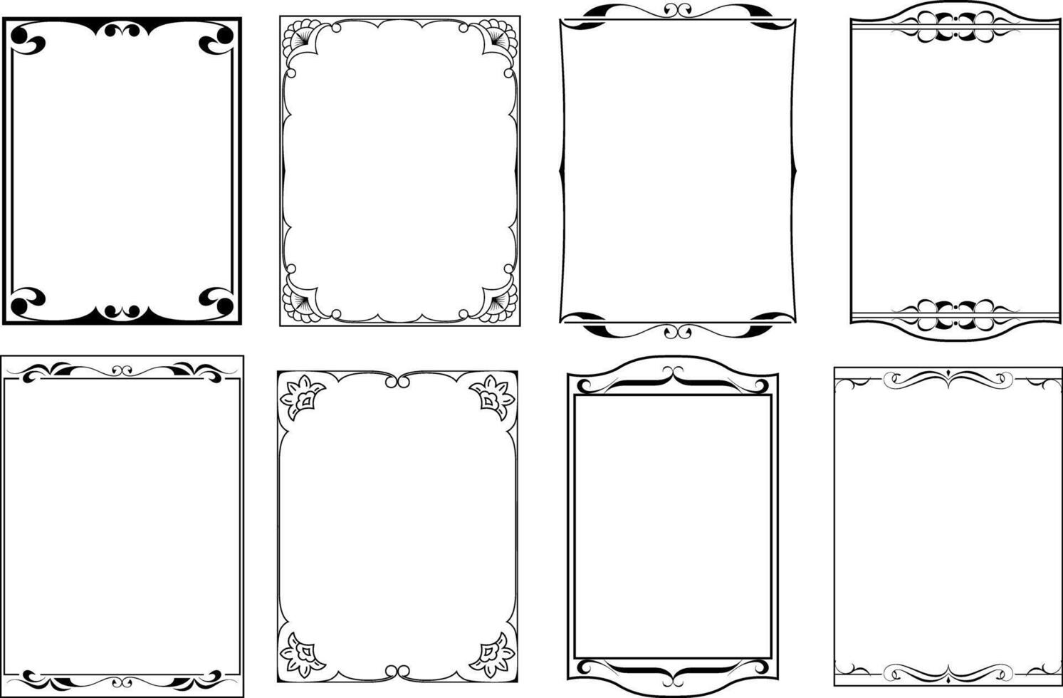 a set of vintage frames for graphic works and design, cover art and certificates, clipart on a white background, retro style art deco with abstract elements vector