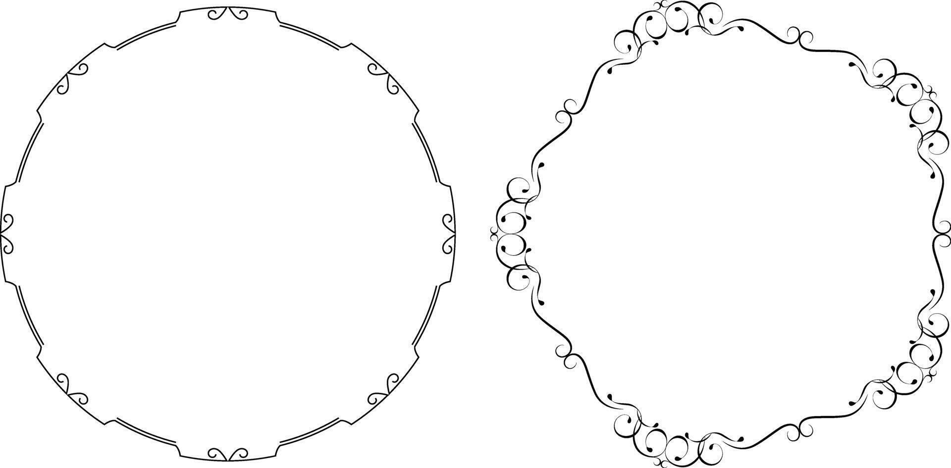 a set of vintage frames for graphic works and design, cover art and certificates, clipart on a white background, retro style with abstract elements, round vector