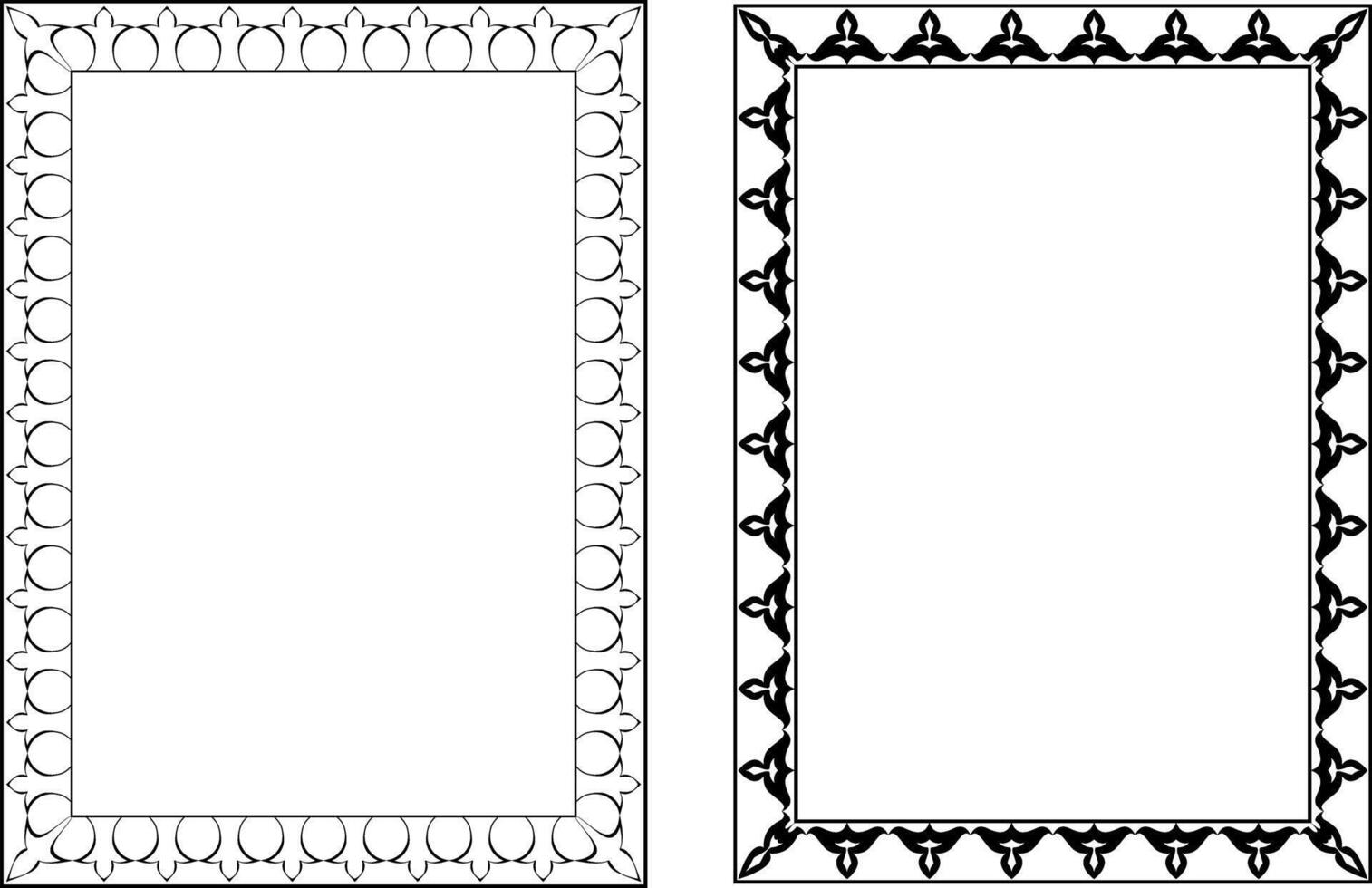 a set of vintage frames for graphic works and design, cover art and certificates, clipart on a white background, retro style with abstract elements geometric vector