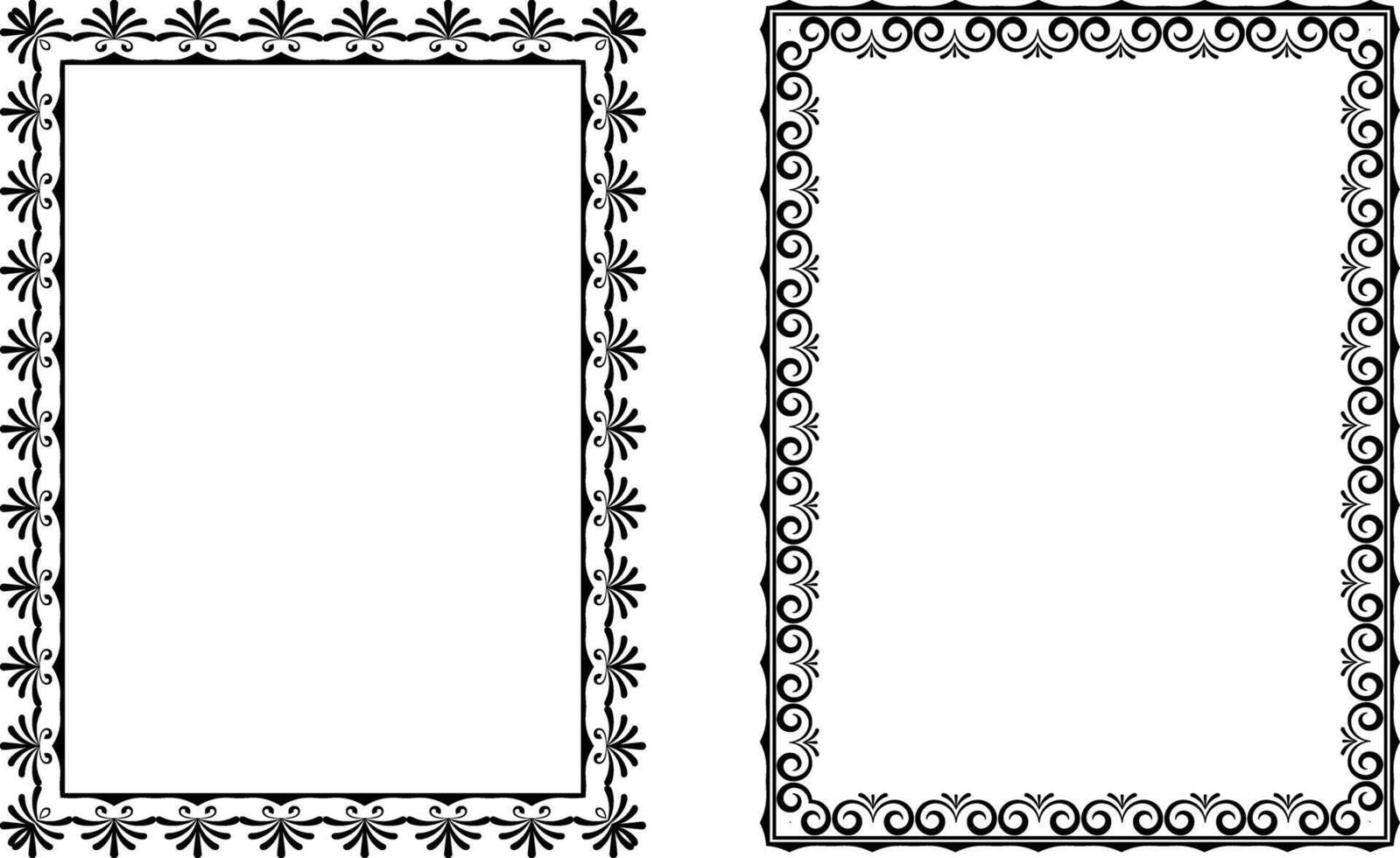 a set of vintage frames for graphic works and design, cover art and certificates, clipart on a white background, retro style flower with abstract elements vector