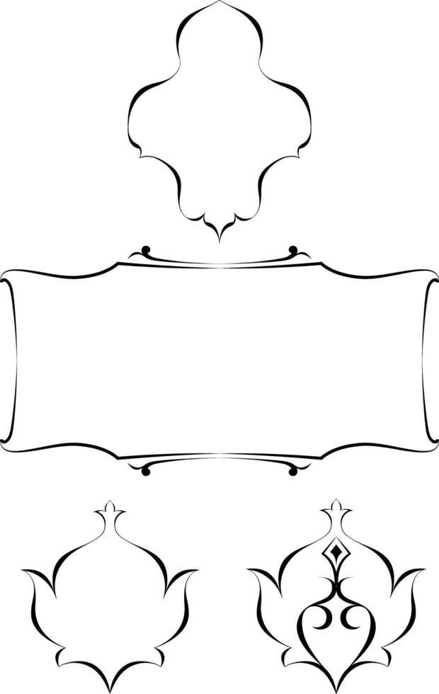 a set of vintage frames for graphic works and design, cover art and certificates, clipart on a white background, line art, retro style with abstract elements vector