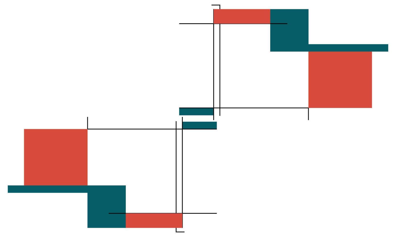 A diagram of a square with two different colors vector