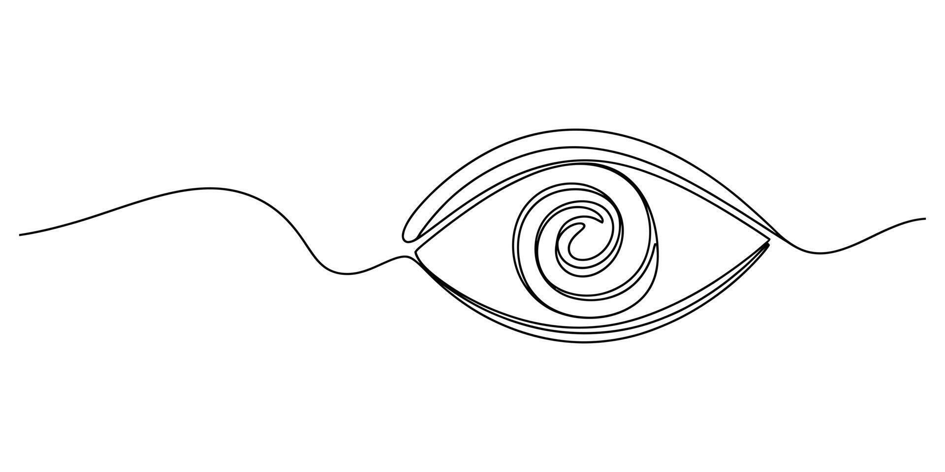 Abstract continuous line drawing of an eye with a spiral pupil Illustration vector