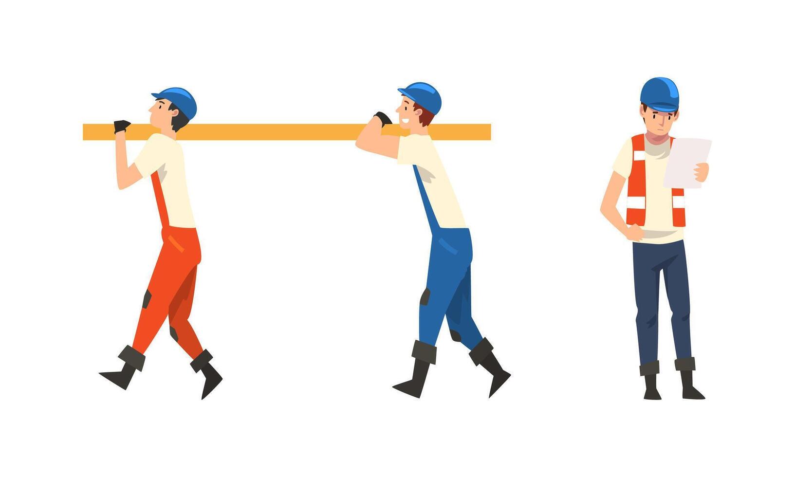 Construction workers performing various tasks vector