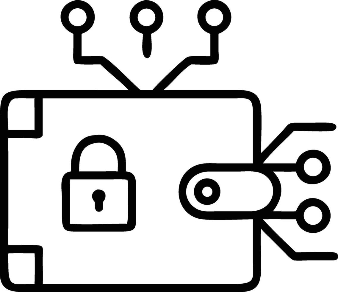 Cybersecurity wallet protects digital assets with advanced encryption, offering secure transactions and peace of mind for online finance in modern world vector
