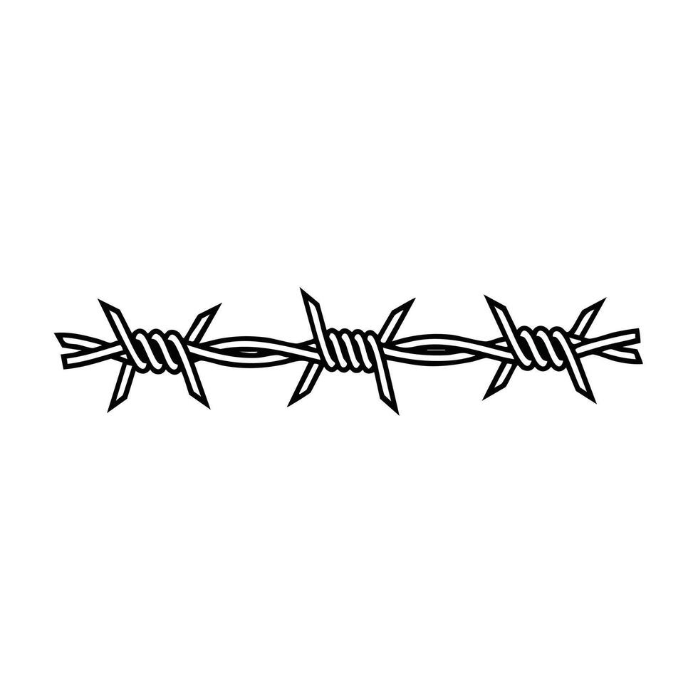 Close-up of a barbed wire fence with sharp metal points and twisted strands, symbolizing security, boundary, or protection measures vector