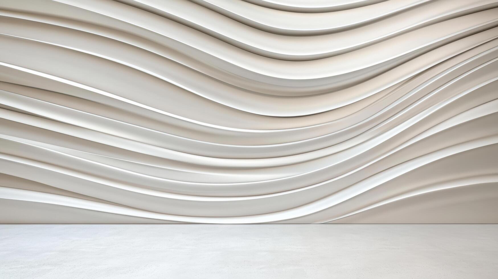 3d rendering of abstract wall with white waves photo