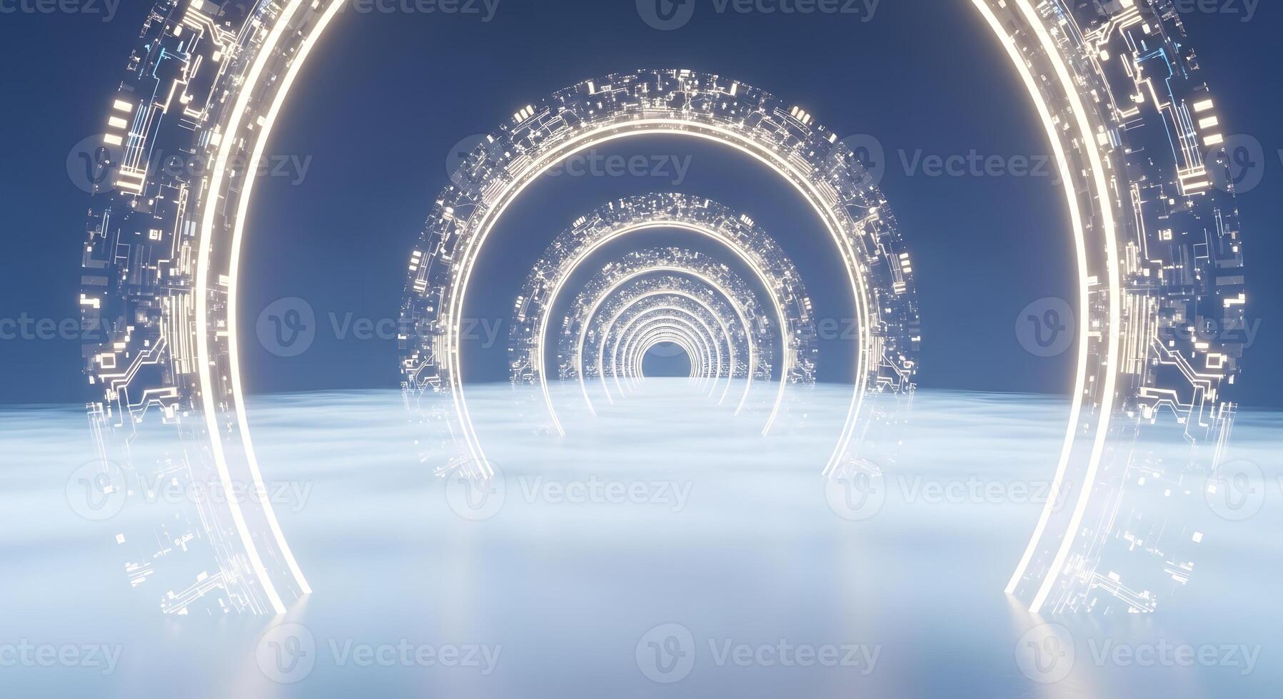 Futuristic Digital Tunnel A Journey Through Data Streams and Technological Innovation photo