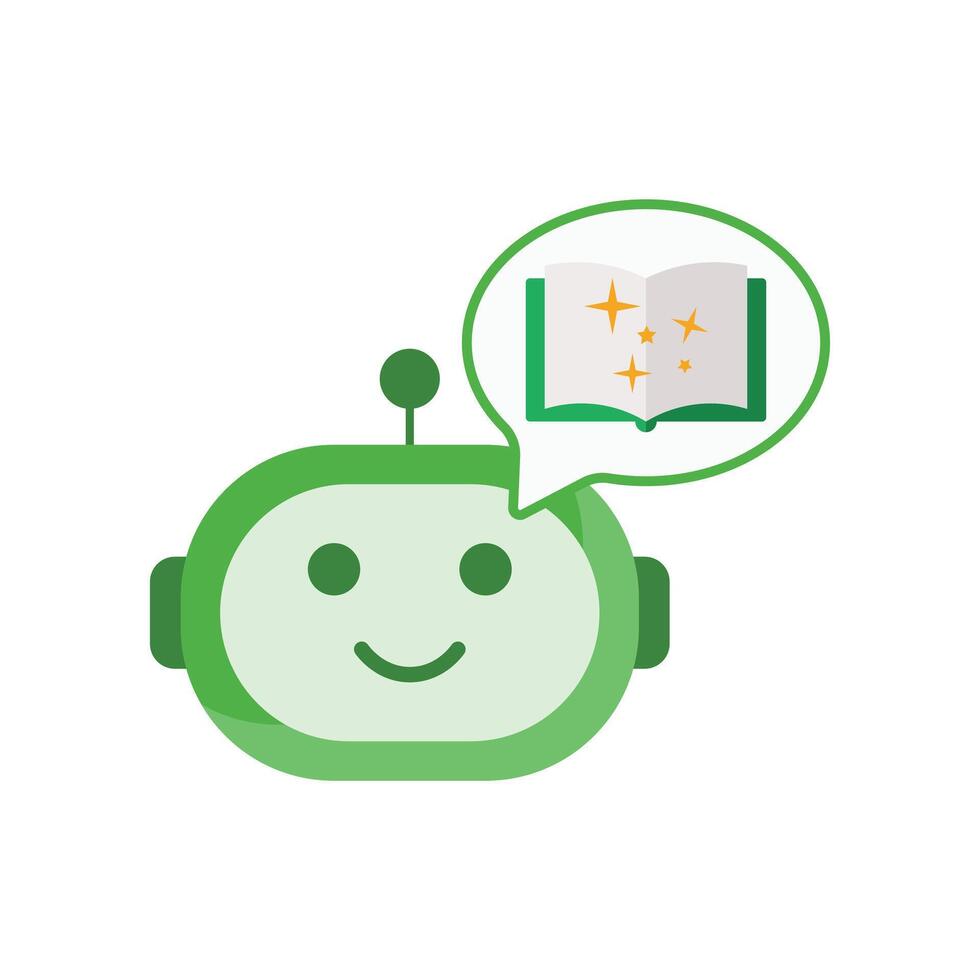 aprendizaje asistente icono presentando un ai con abierto libro y Chispa - chispear efecto. ideal para educativo tecnología, mi aprendizaje plataformas, y inteligente tutoría asistente efectos visuales vector