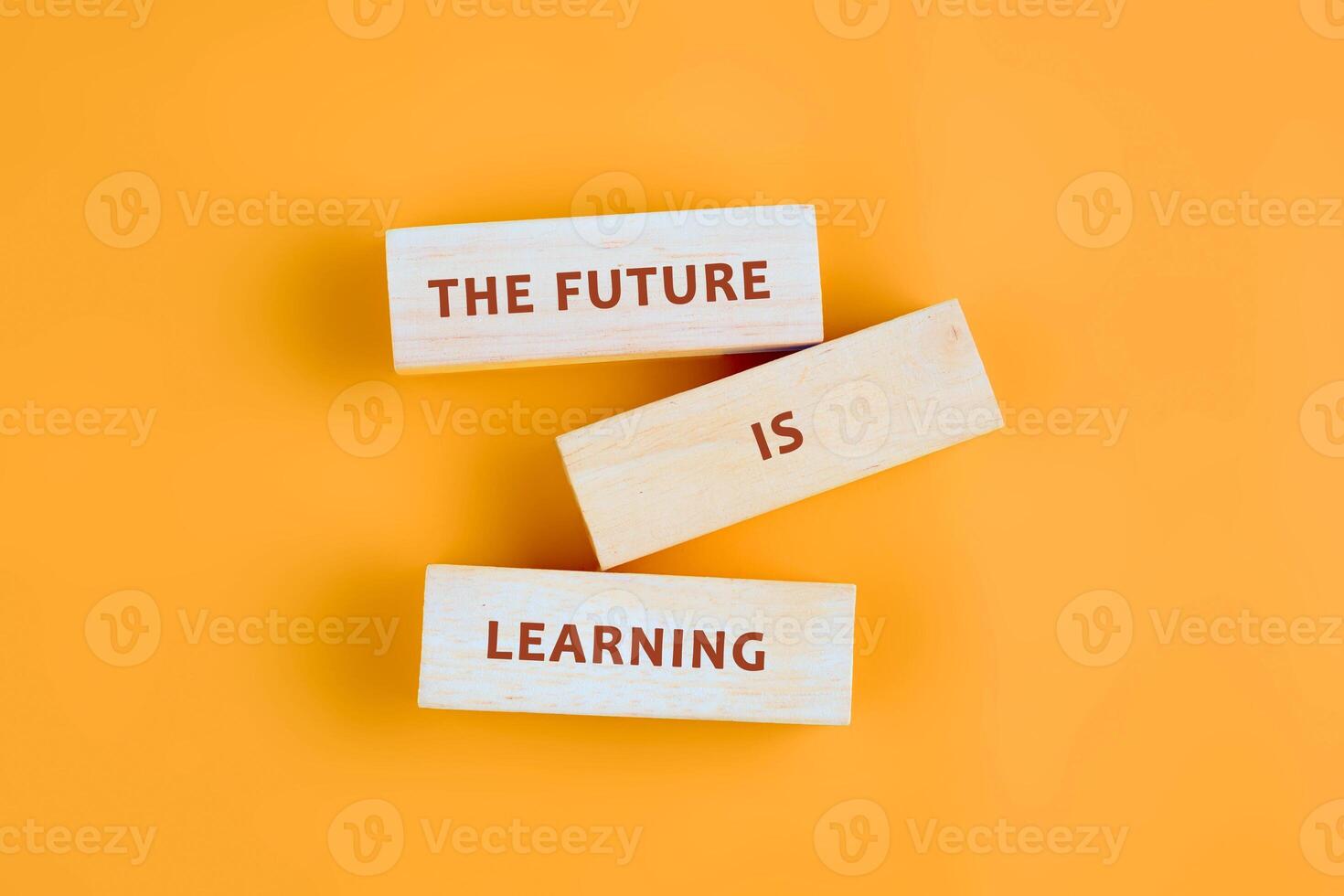 Business, modern technology, internet and networking concept. Copy space assembled from blocks on orange background, top view photo