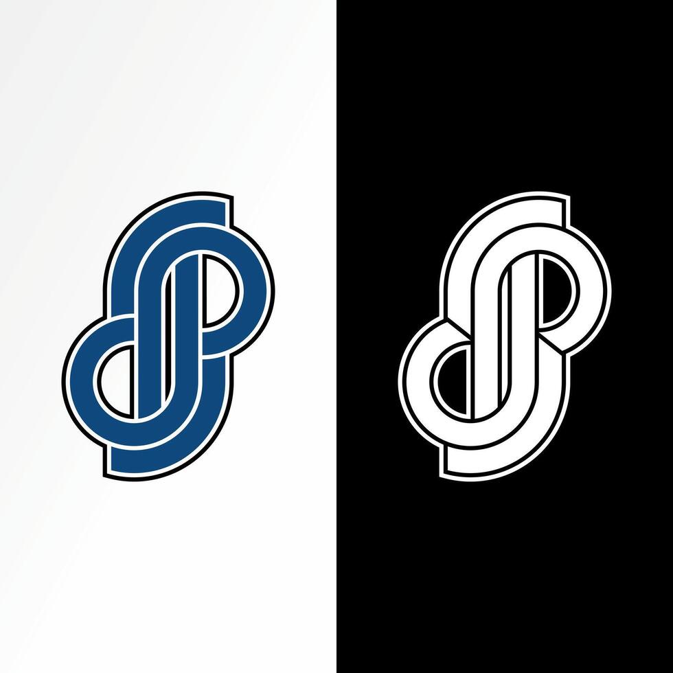 initial DP font flip onnected top down stylish brand vector