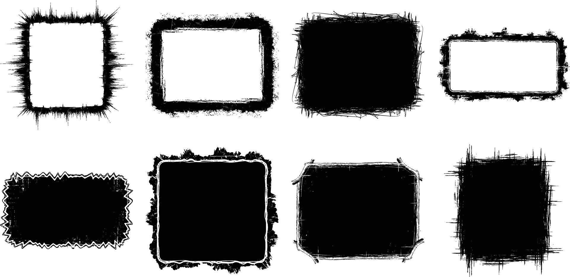 Collection of rough edge borders and messy shapes for adding an urban or vintage feel to projects vector