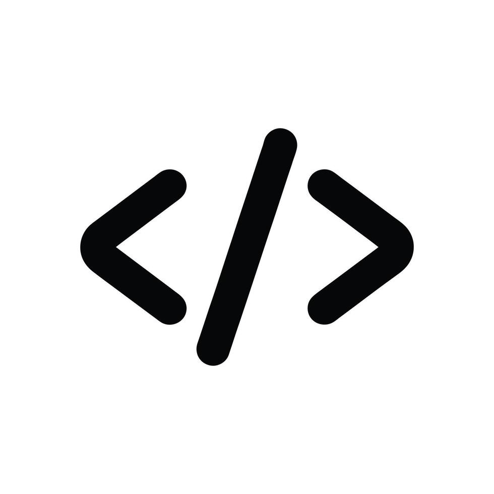 Black html coding tag icon on white background illustration technology concept vector