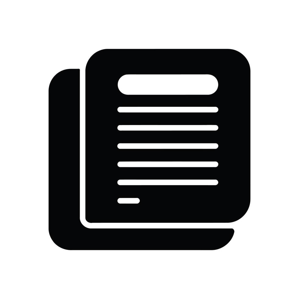 Black document paper stack icon with rounded corners on white background vector