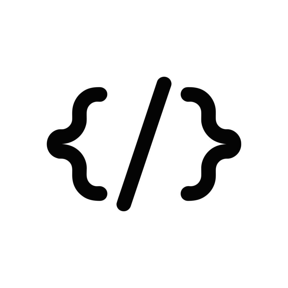 Black coding tags and slash icon isolated on a white background vector