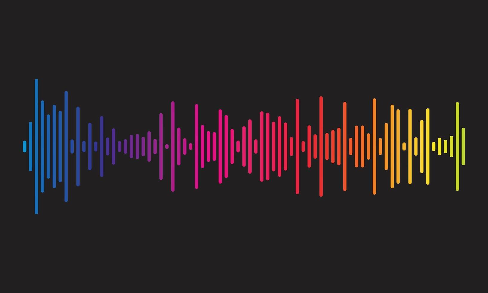 Colorful sound wave visualization on a dark background representing audio frequency vector