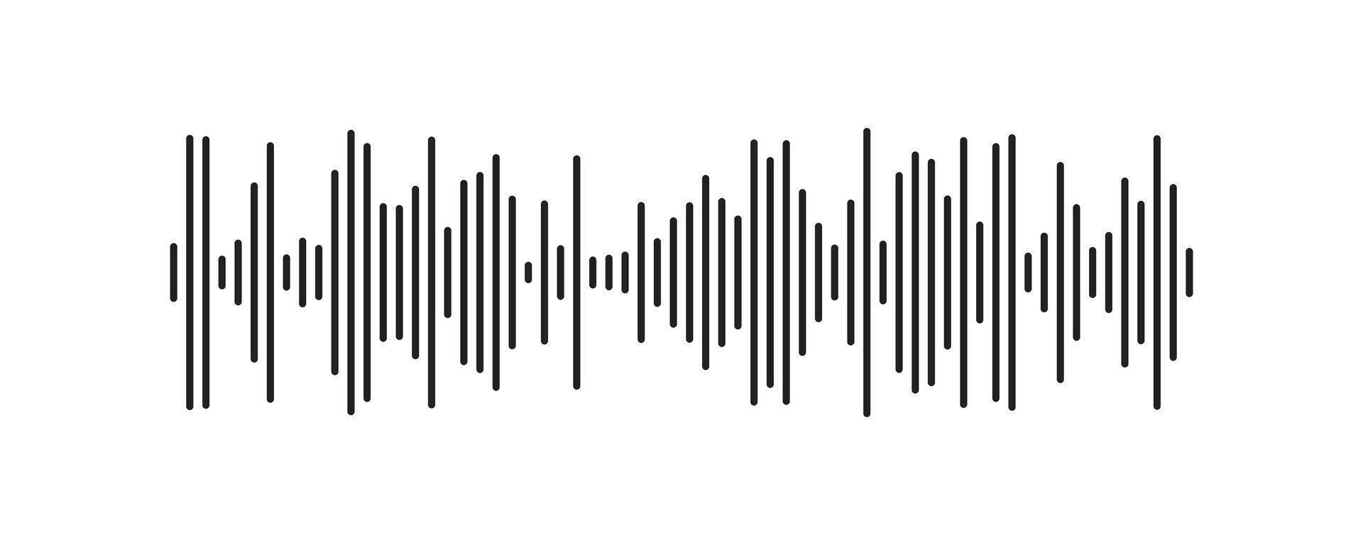 A simple black and white illustration of an audio waveform display vector