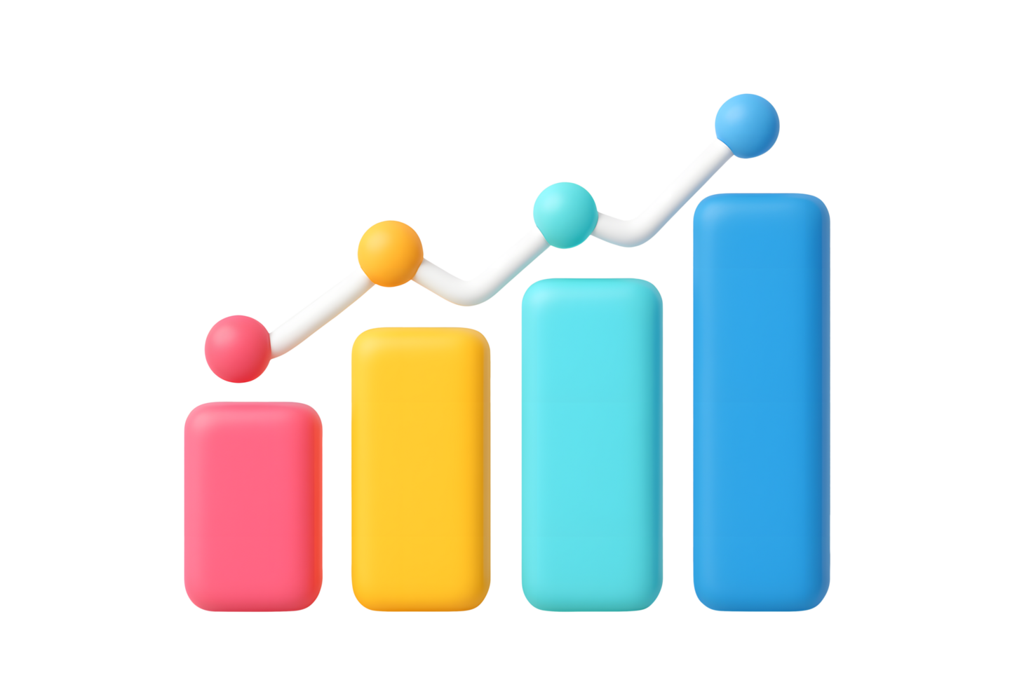 vistoso bar gráfico icono con conectado línea grafico demostración datos visualización y Estadísticas análisis aislado en transparente antecedentes png