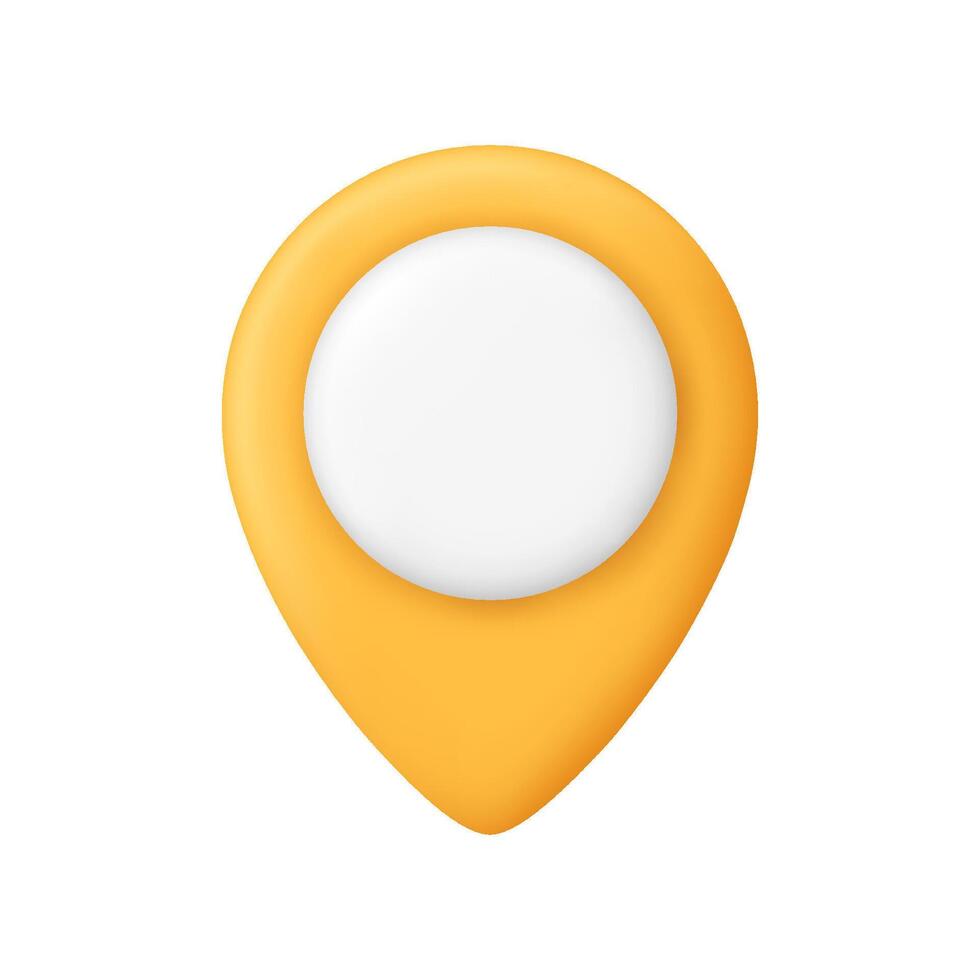 Yellow map pin location marker with white center. Location, navigation, geotag, GPS symbol for travel and map services concept. 3d icon. Cartoon minimal style. vector