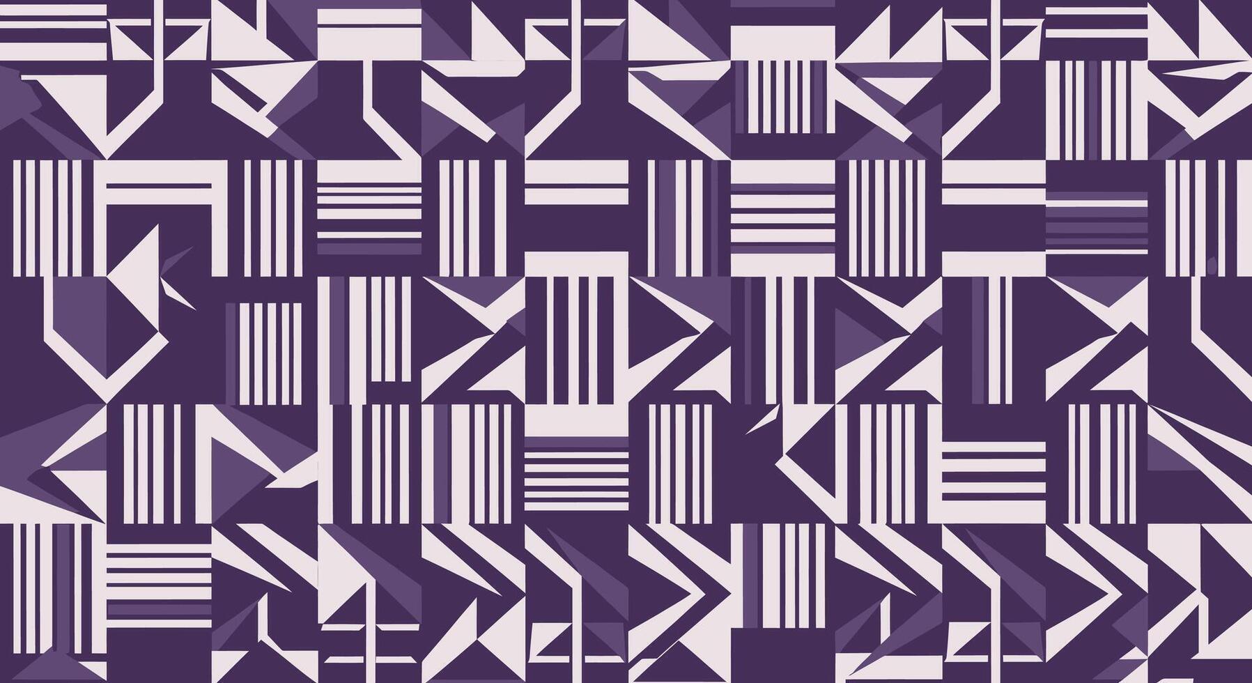 Abstract geometric pattern with purple and white shapes and lines, creating a modern mosaic effect vector