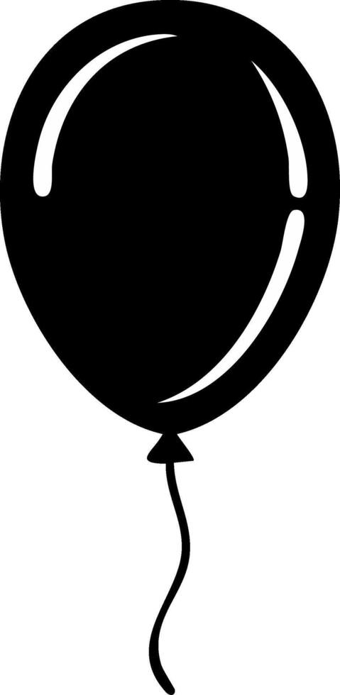 Black balloon icon with string, simple graphic for celebration or party design vector