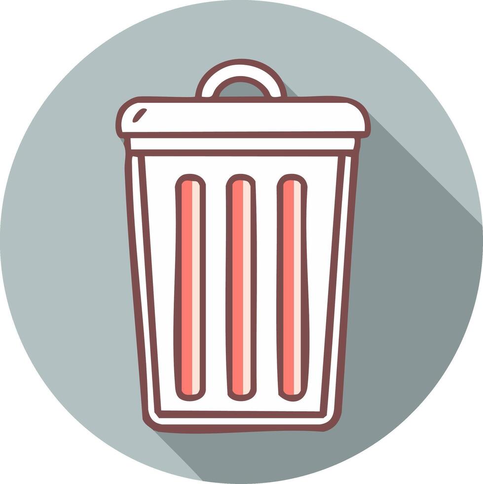 Flat design trash can icon with long shadow. illustration of a garbage bin for delete or waste concepts. vector