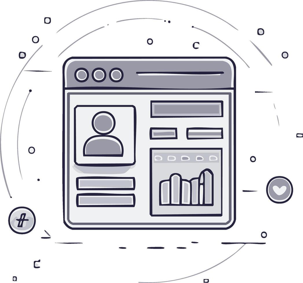 Abstract Social Media Interface Showing Profile Statistics and Engagement Indicators vector