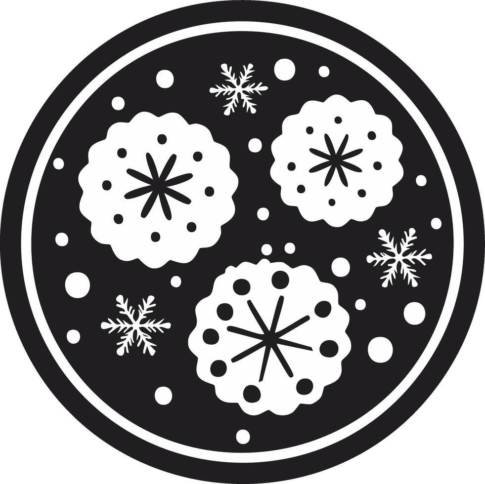 Stylized Snowflakes and Dots Arranged in a Circle Pattern vector