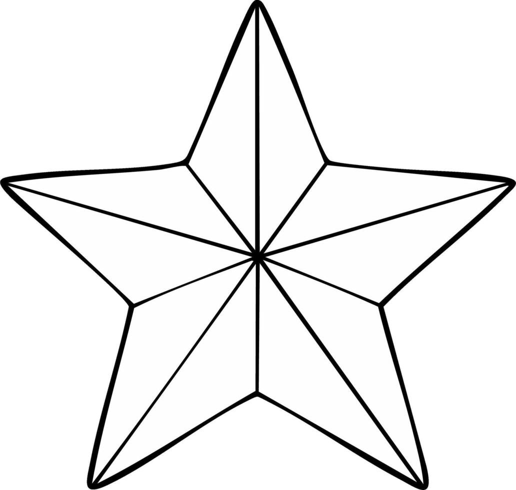 Geometric Star Outline with Sharp Points and Faceted Design vector