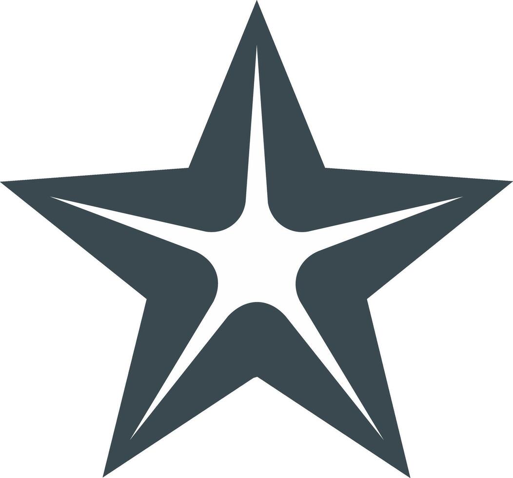 Stylized five pointed star icon with a modern starburst design in negative space graphic vector