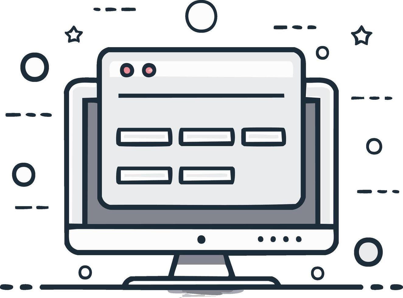 Modern Computer Monitor Displaying Website Interface, Conceptual Digital Design vector