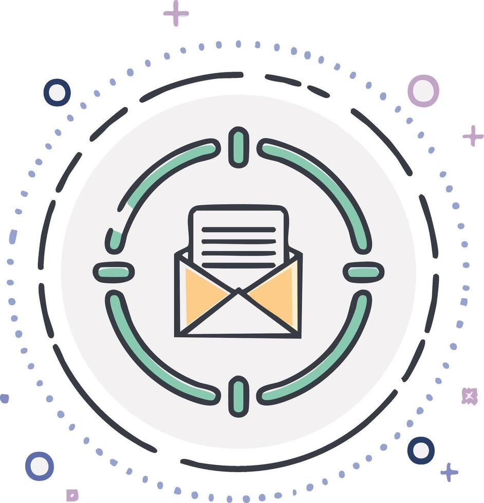 Mail icon with target symbol illustration for digital communications vector