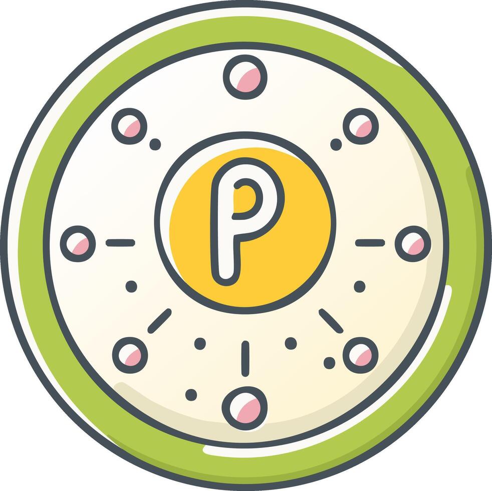 P letter in central network hub icon illustration for data connection or privacy vector