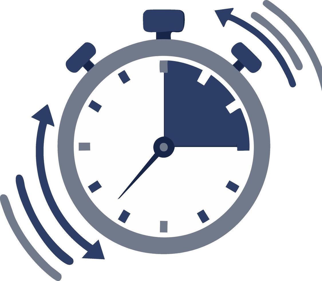 Clock face displaying timing with arrow indicators to show adjustments or speeding up vector