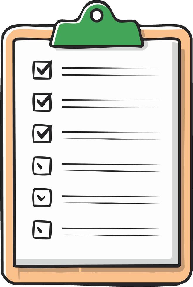 Illustrated Clipboard with Checklist and Horizontal Lines for Tasks, Appointments and Planning, Ready to Take Action vector