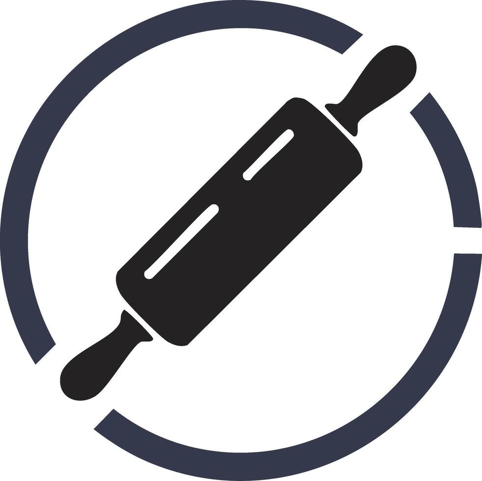 Stylized rolling pin within an incomplete circle design element, kitchen and baking concept vector