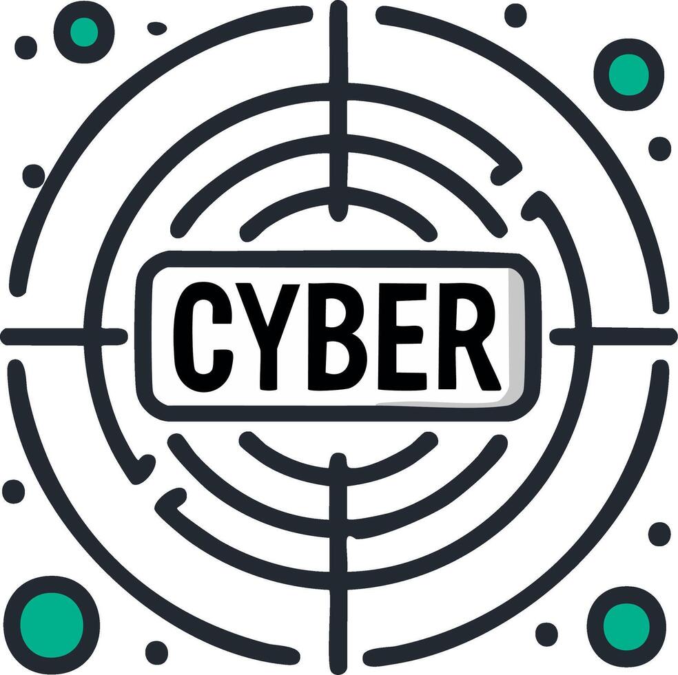 Abstract Cyber Target Symbol with Circular Design and Text vector