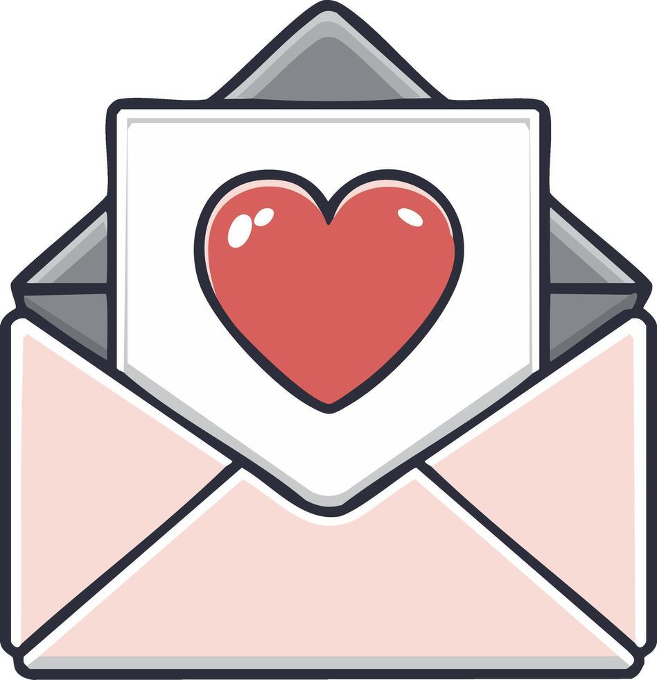 Open Envelope with Red Heart Symbol Illustration for Love and Affection vector