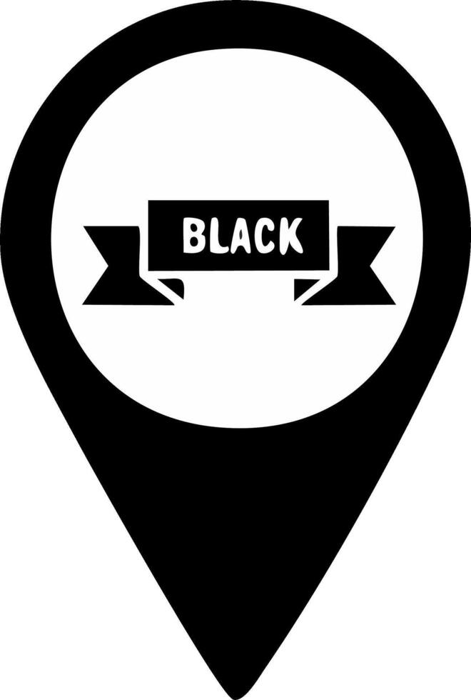 Black location marker with a banner indicating text vector