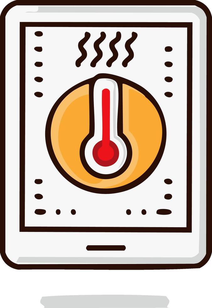 Smart home tablet displaying a high temperature thermostat app for heating and climate control vector