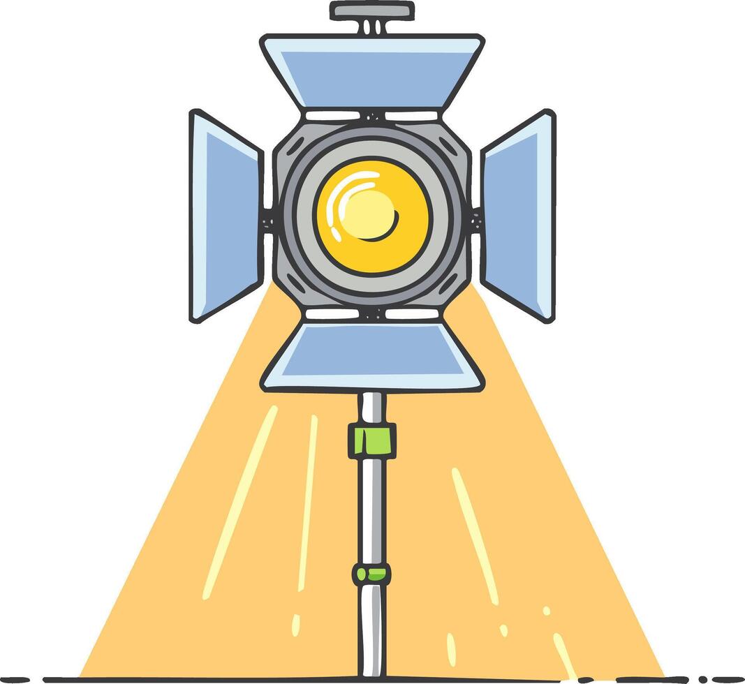 Studio light icon broadcasting a wide beam of light with adjustable flaps vector