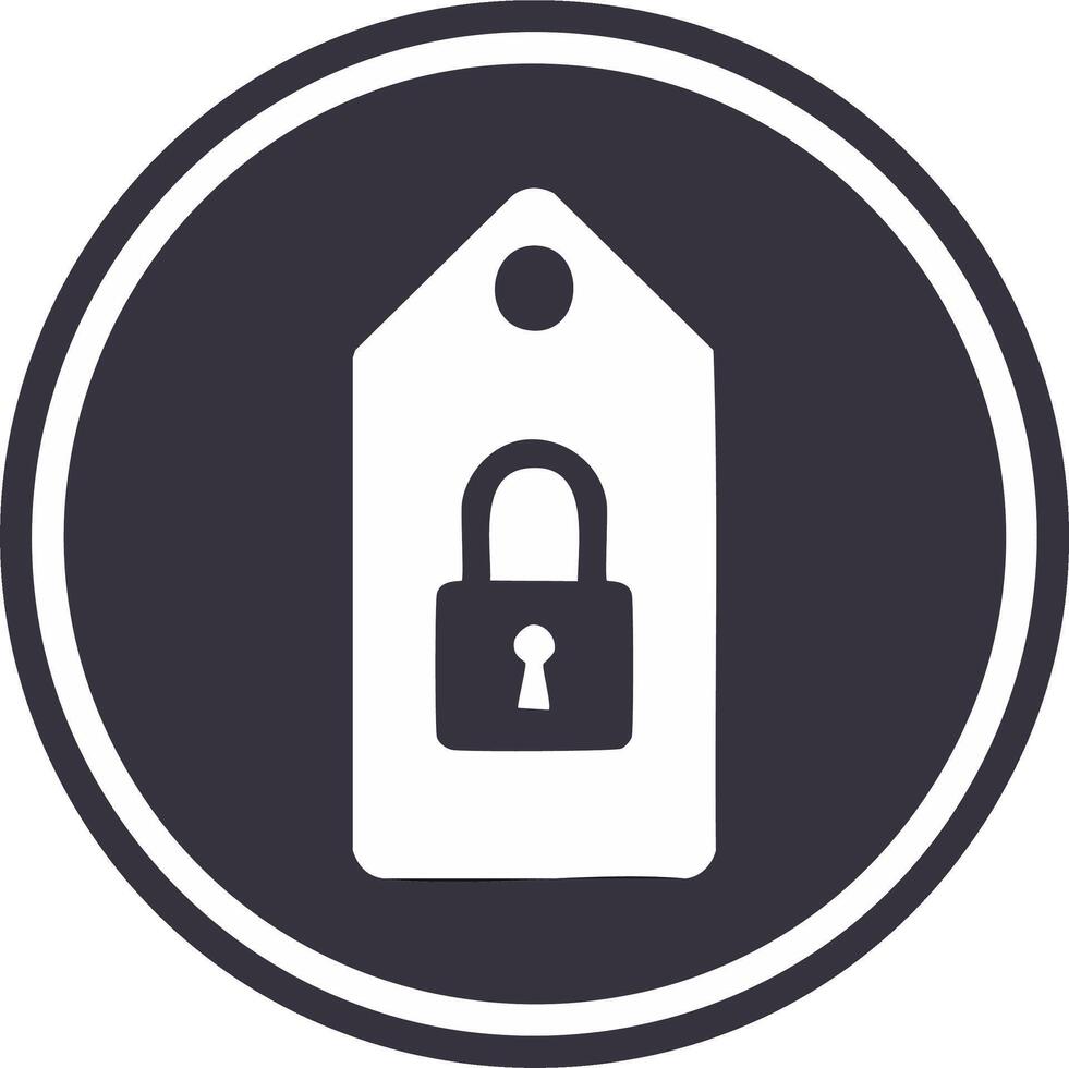 Secure Price Tag Symbol Security Lockdown and Authentication Icon in Circle vector