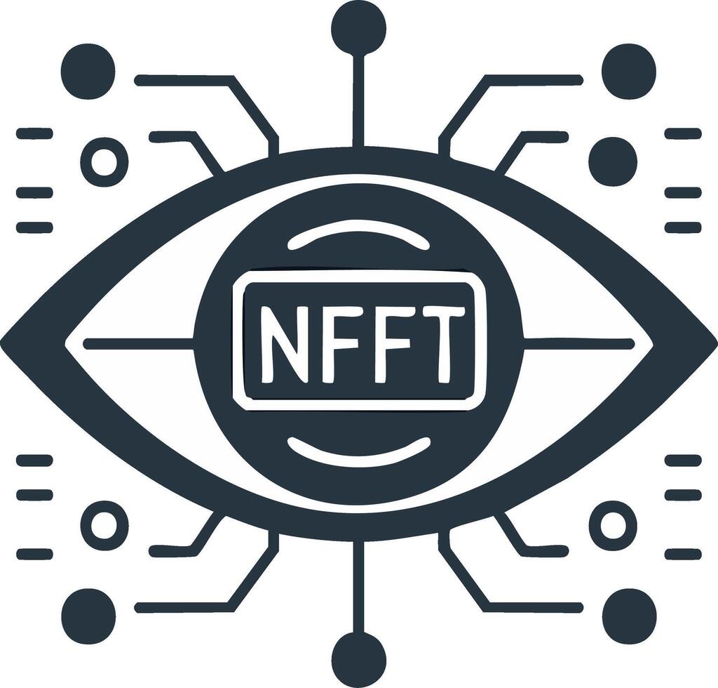 nft ojo con circuito conexiones representa digital activo proteccion y cripto blockchain vector