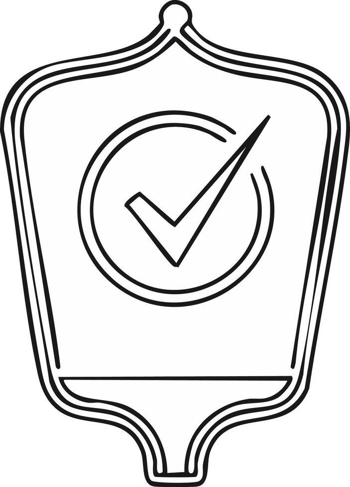 Shield Icon with Check Mark Symbolizing Approval, Validation and Successful Completion Process in Minimalist Design vector