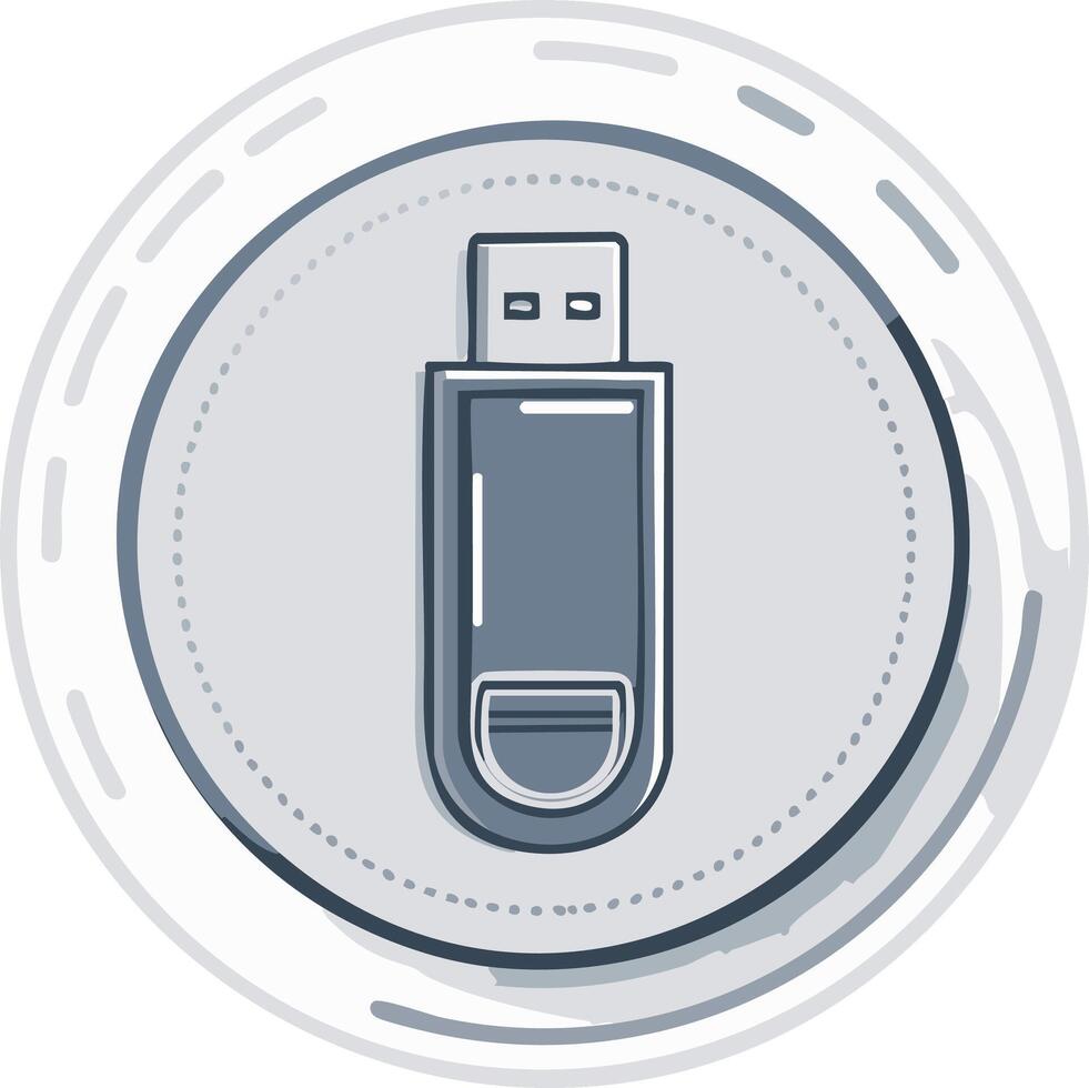 USB flash drive in circular design illustration. Digital data storage device vector